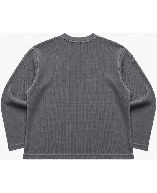 Acidwash waffle knit oversized full-sleeve Back Design