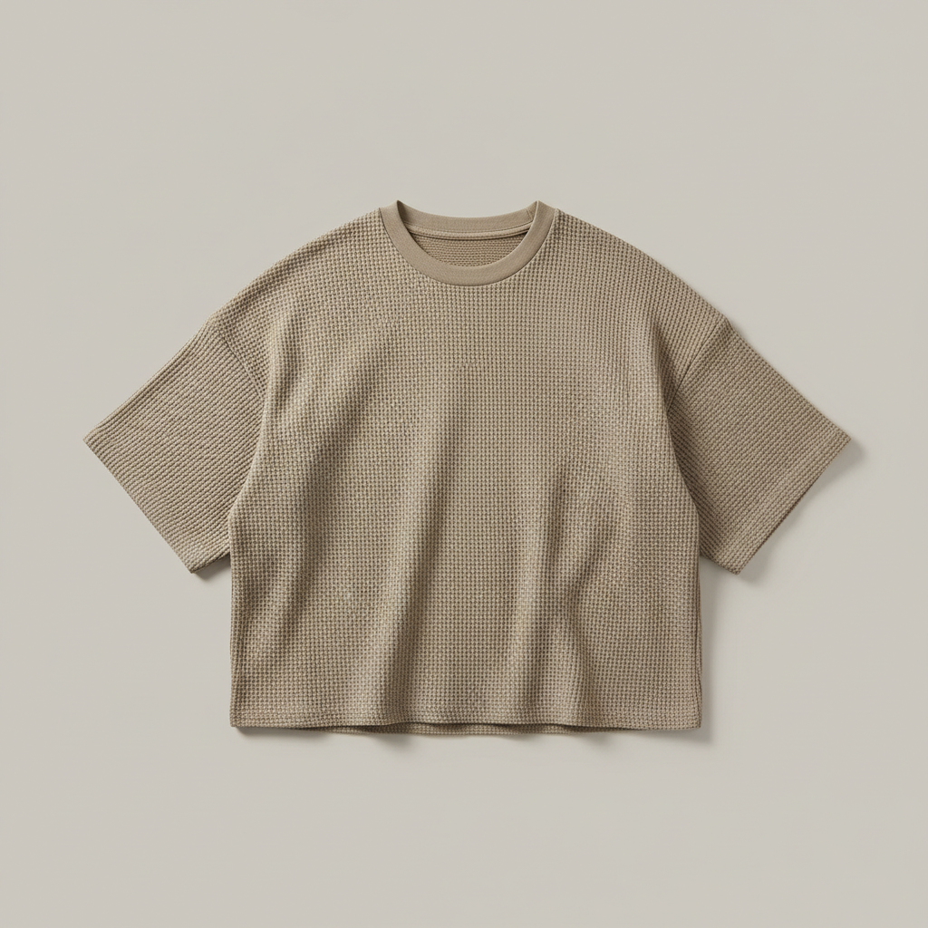 Waffle Boxy Fit Tee - Premium Casual Knit | TeeArt