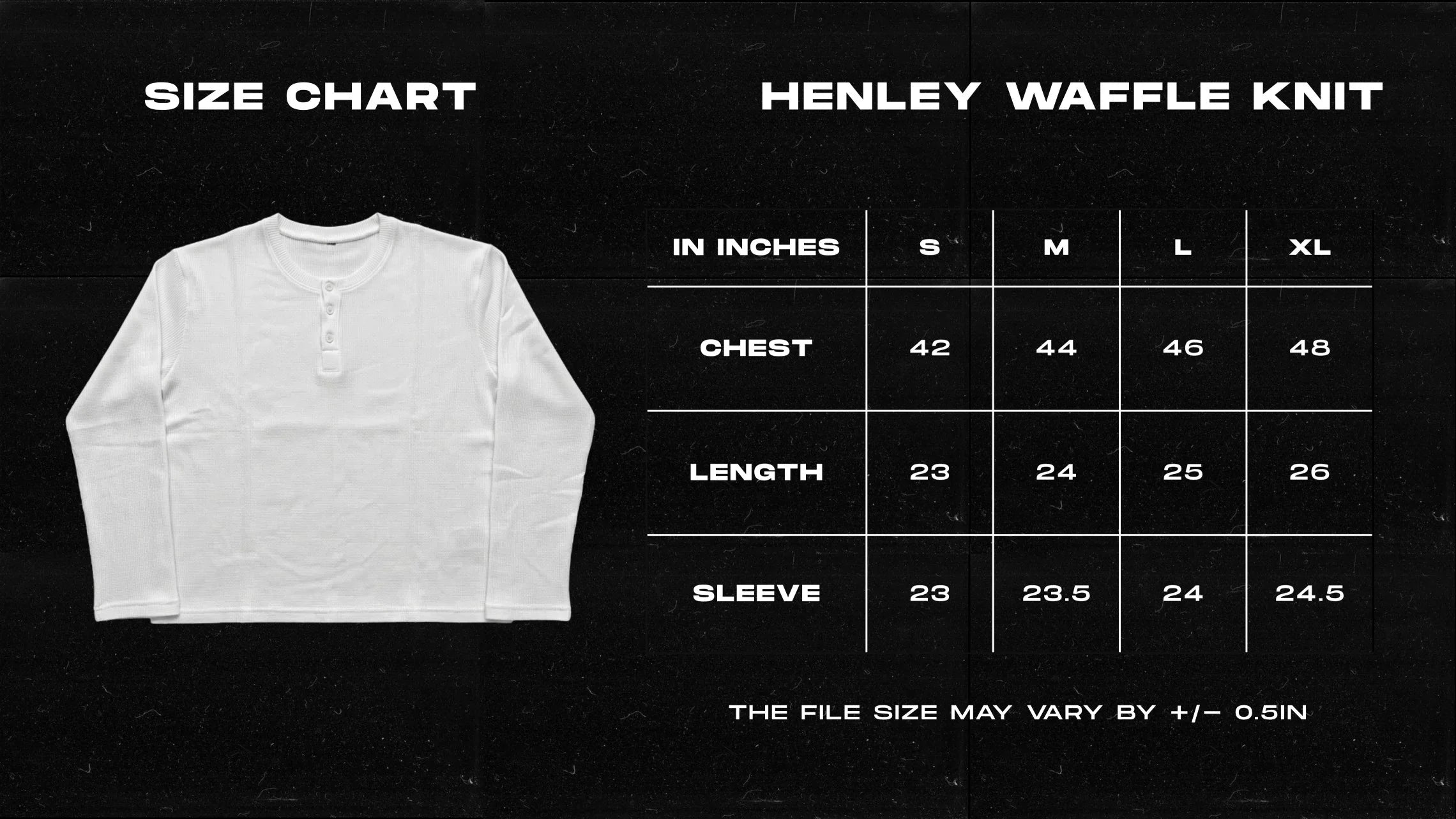 Premium White Henley waffle knit