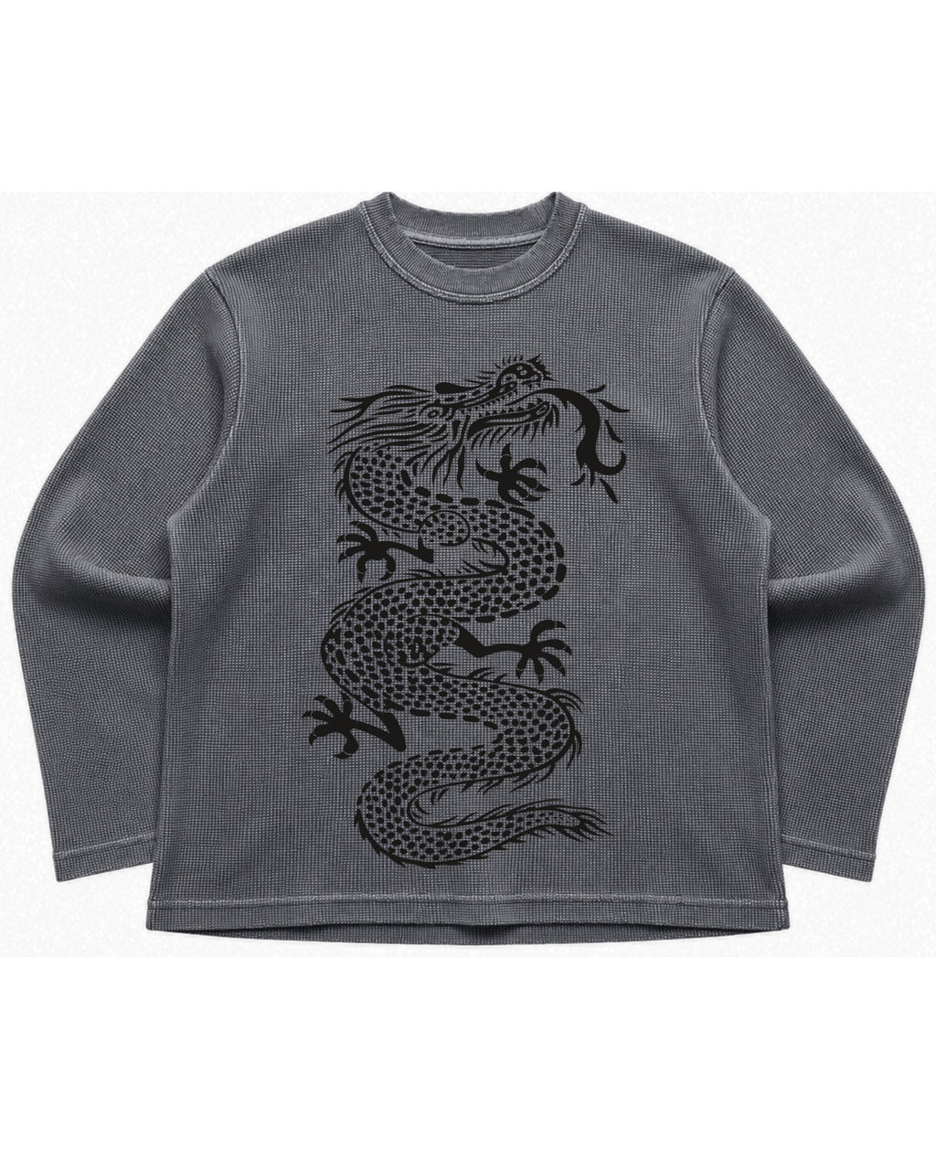 Acidwash waffle knit oversized full-sleeve Front Design