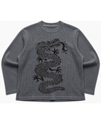 Acidwash waffle knit oversized full-sleeve Front Design