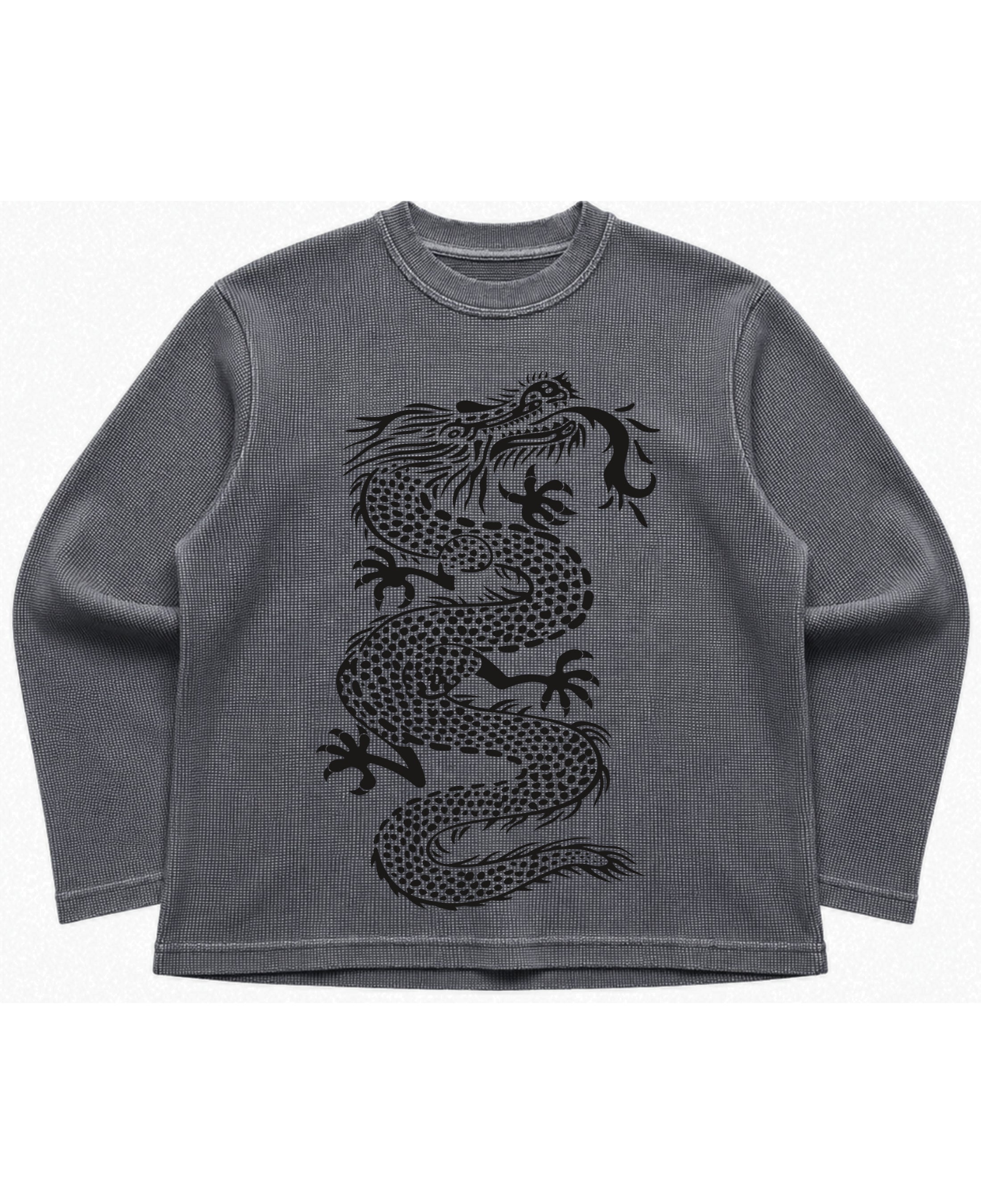 Acidwash waffle knit oversized full-sleeve Front Design