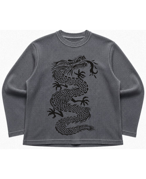 Acidwash waffle knit oversized full-sleeve Front Design