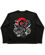 Black Henley waffle knit Back Design