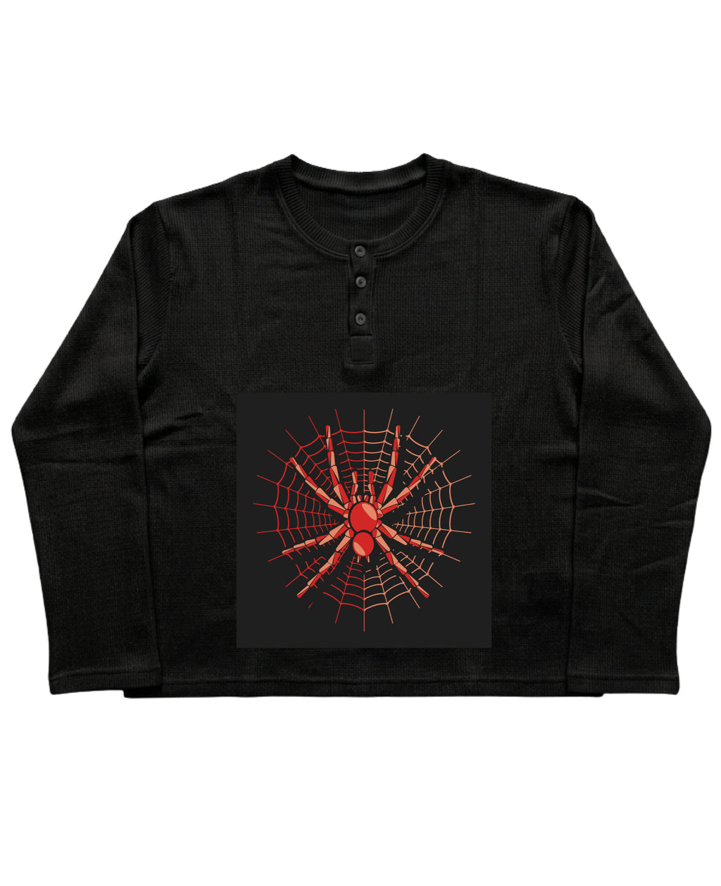 Black Henley waffle knit Front Design