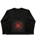 Black Henley waffle knit Front Design