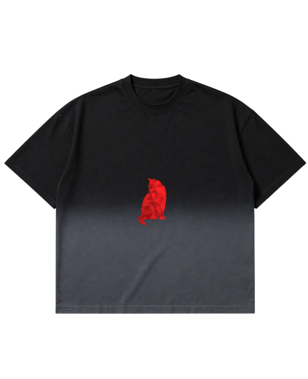 Black Ombré Wash Boxy Fit T-shirt Front Design