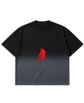 Black Ombré Wash Boxy Fit T-shirt Front Design