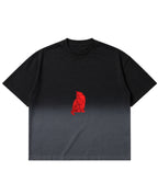 Black Ombré Wash Boxy Fit T-shirt Front Design