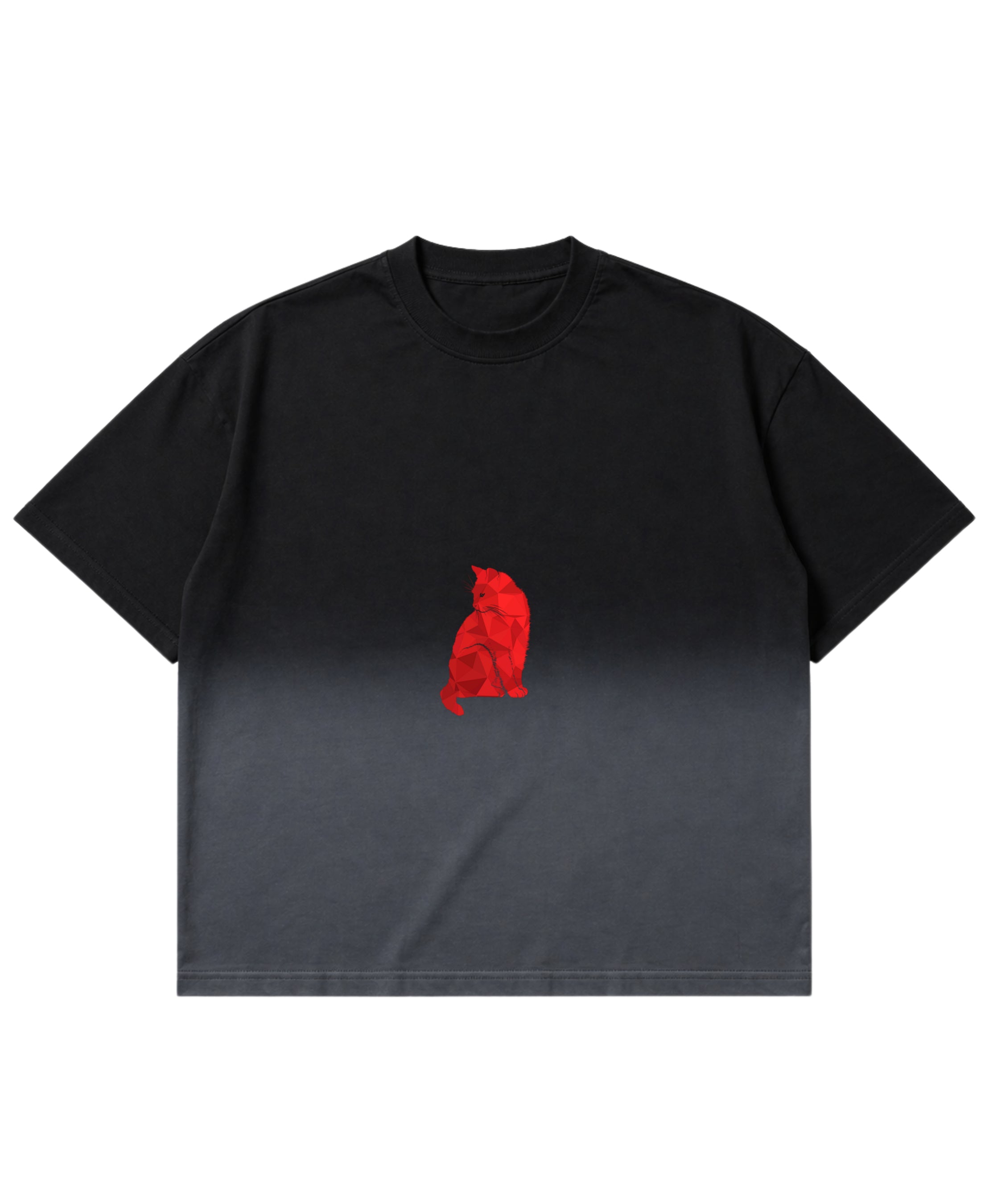 Black Ombré Wash Boxy Fit T-shirt Front Design