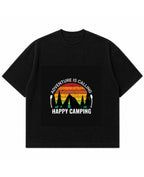 Black waffle boxy fit Front Design