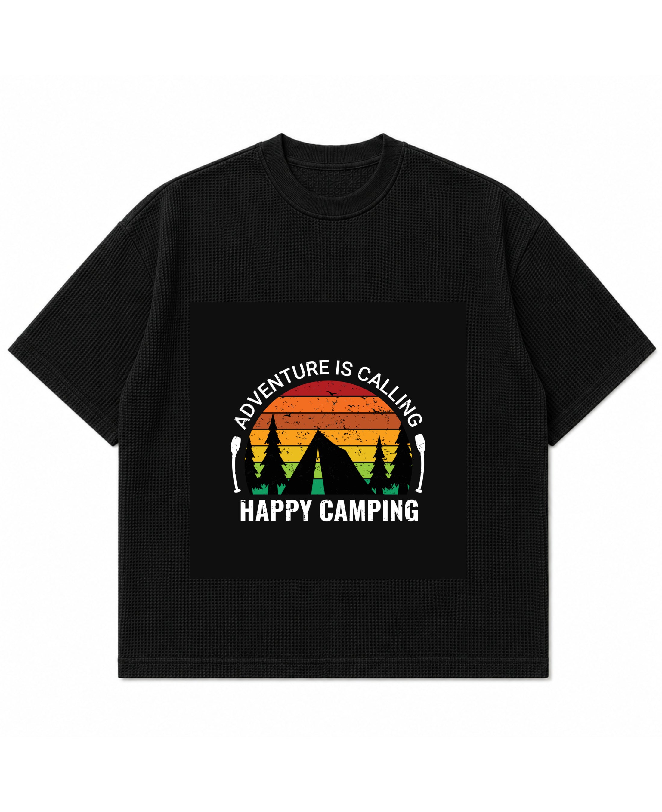 Black waffle boxy fit Front Design