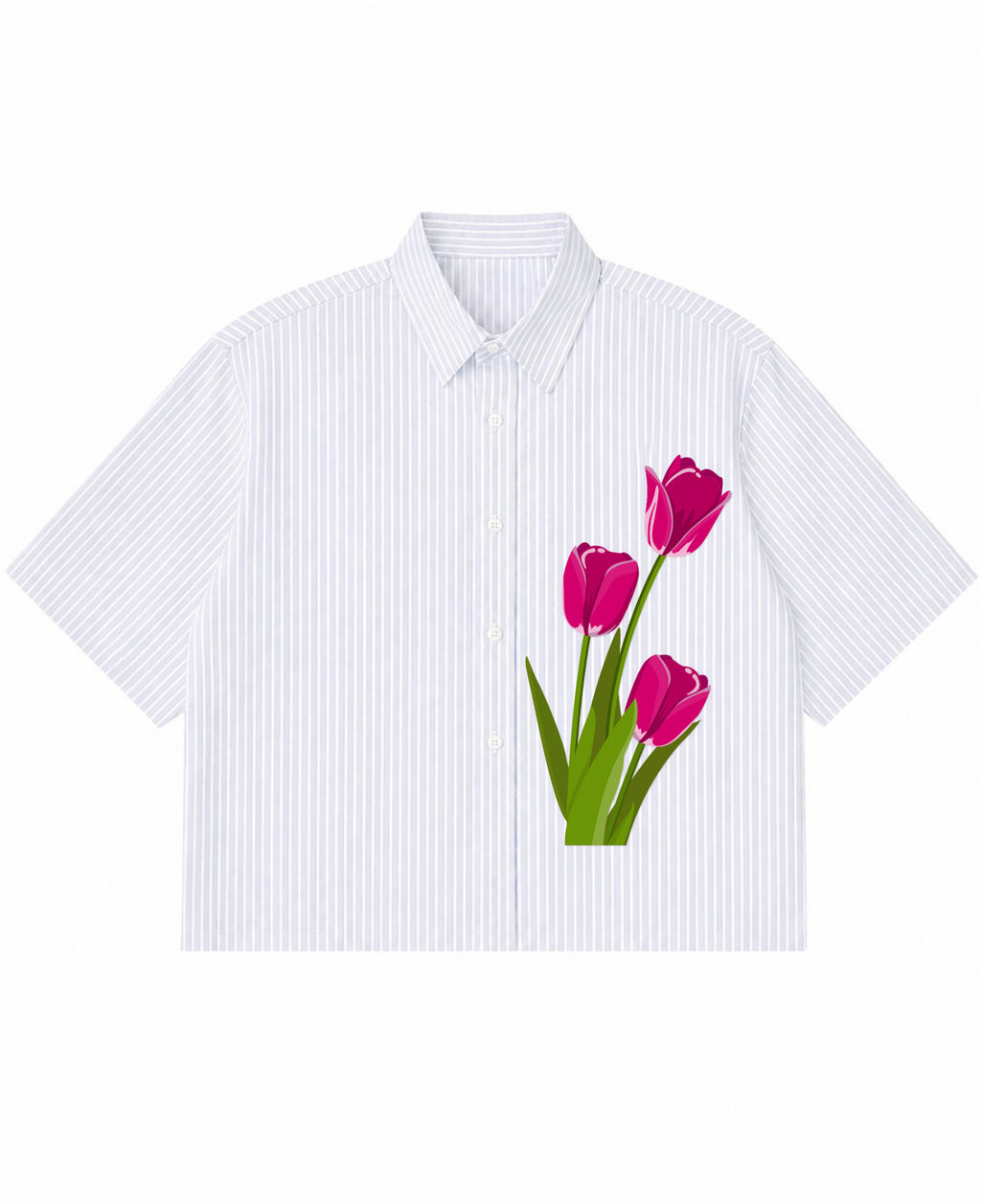 Blue Striped Oxford Boxy Shirt Front Design