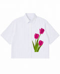Blue Striped Oxford Boxy Shirt Front Design