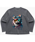 Acidwash waffle knit oversized full-sleeve Front Design