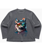Acidwash waffle knit oversized full-sleeve Front Design