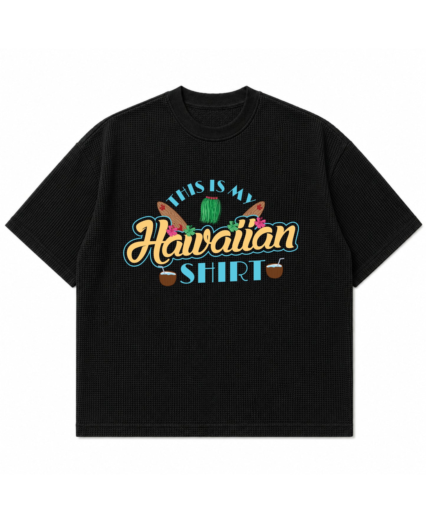 Black waffle boxy fit Front Design