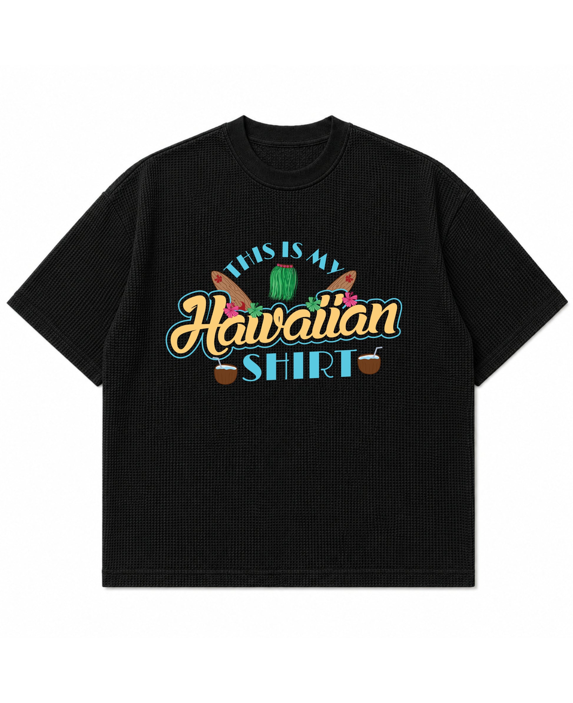 Black waffle boxy fit Front Design