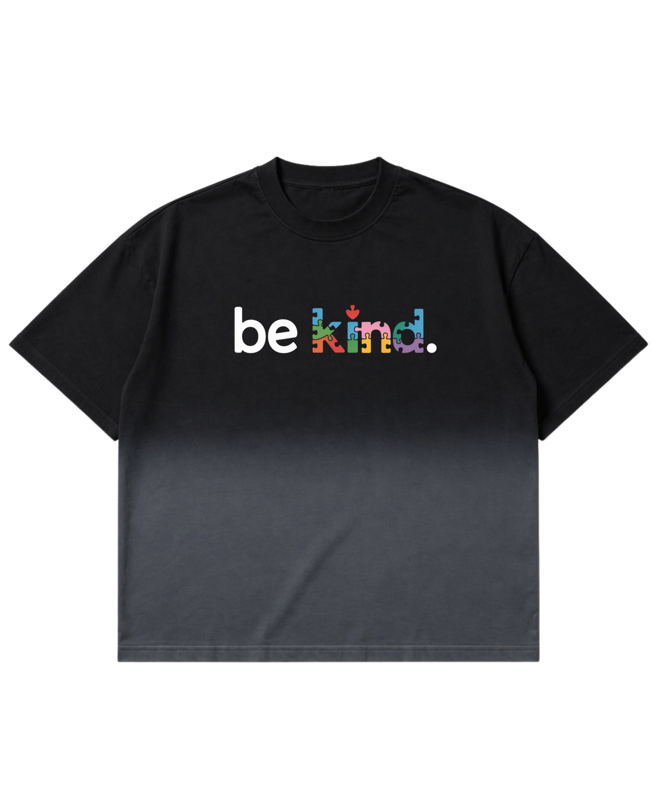 Black Ombré Wash Boxy Fit T-shirt Front Design
