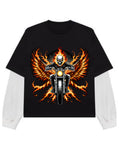 Black With White Sleeve Oversized Tee Front Design