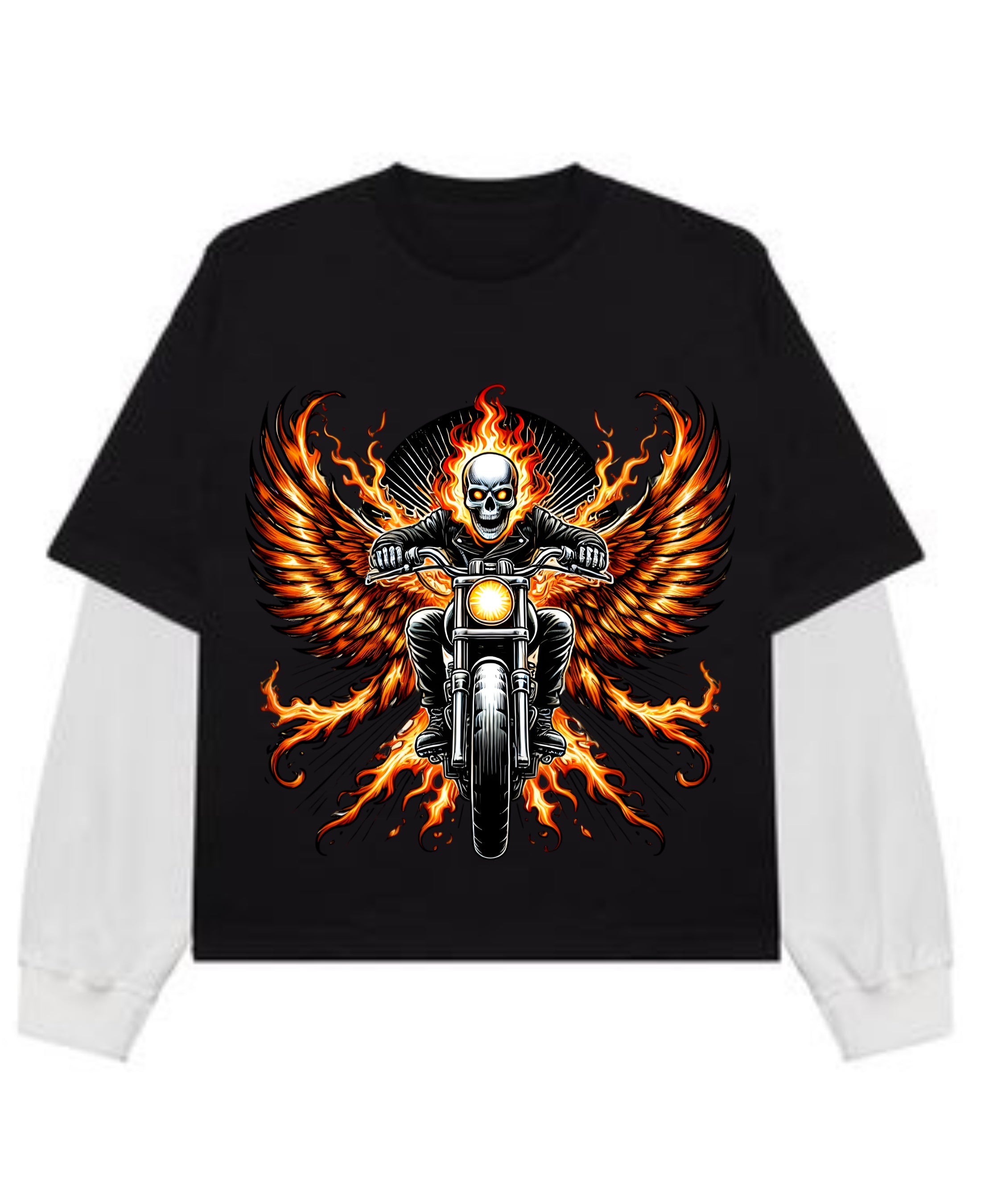 Black With White Sleeve Oversized Tee Front Design