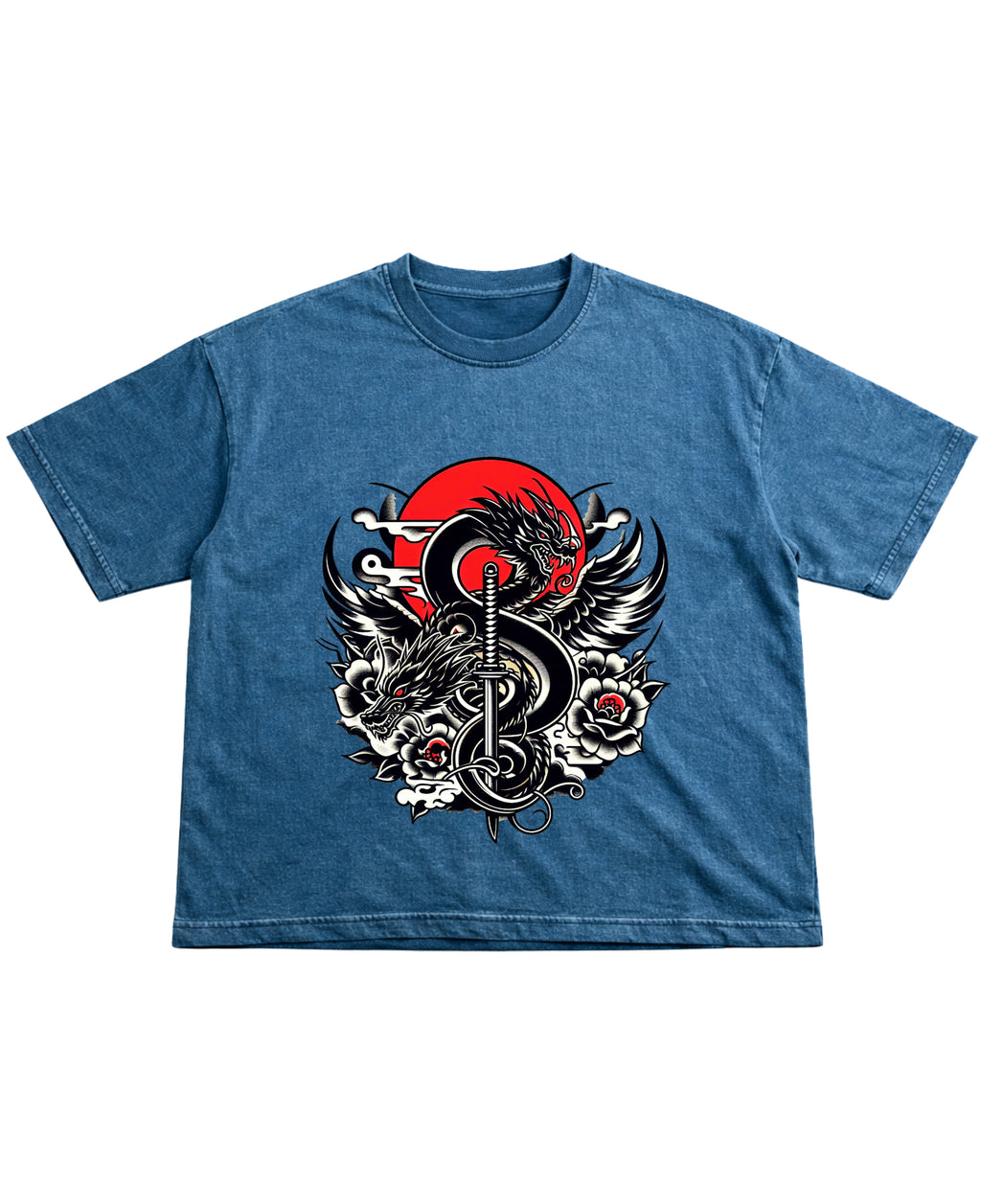 Denim Wash Boxy Fit T-shirt Front Design