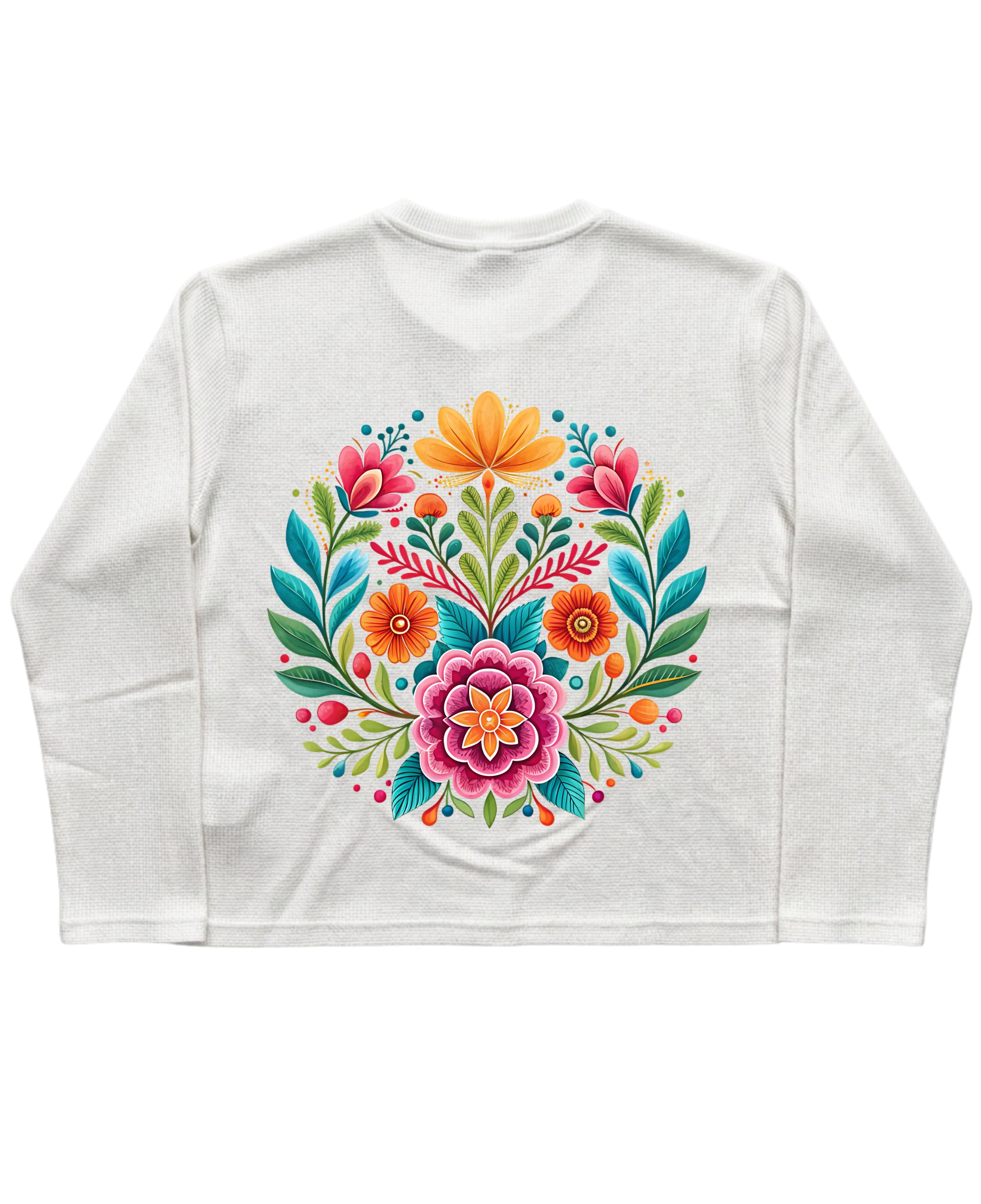 White Henley waffle knit Back Design