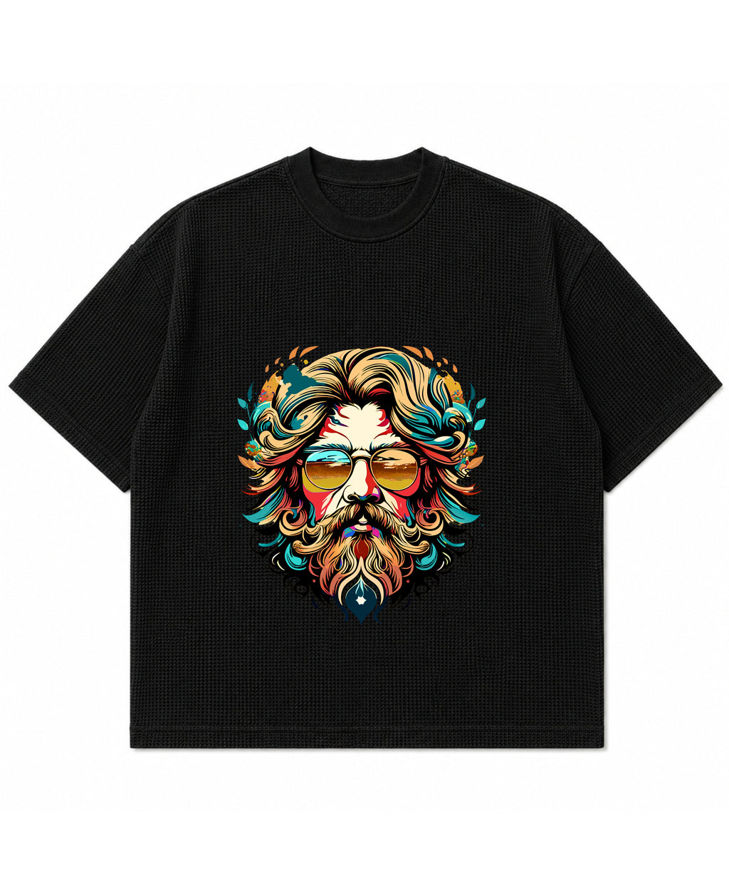 Black waffle boxy fit Front Design