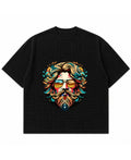 Black waffle boxy fit Front Design