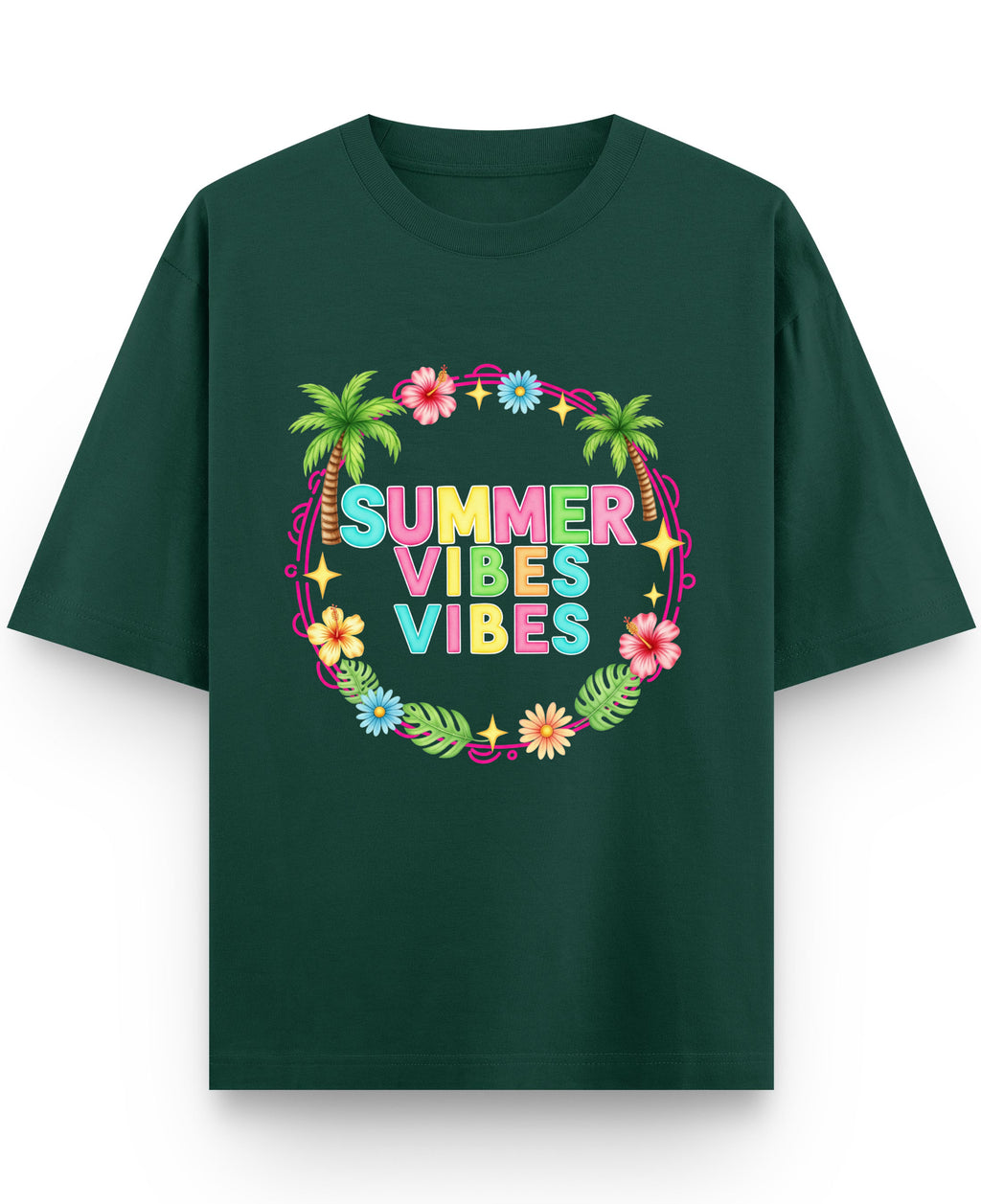 Bottle Green Oversized T-Shirt Front Design