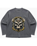 Acidwash waffle knit oversized full-sleeve Front Design
