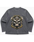 Acidwash waffle knit oversized full-sleeve Front Design