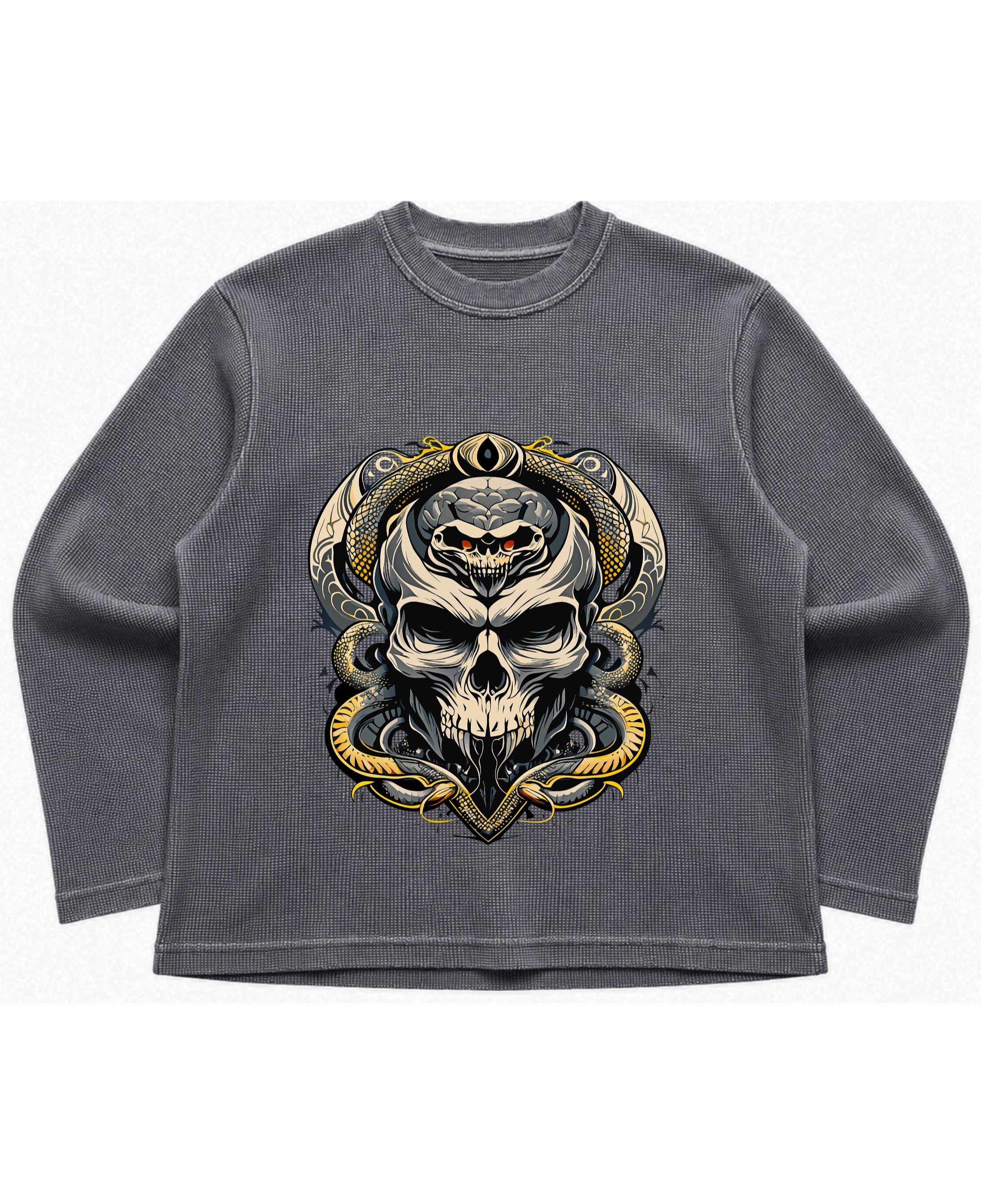 Acidwash waffle knit oversized full-sleeve Front Design