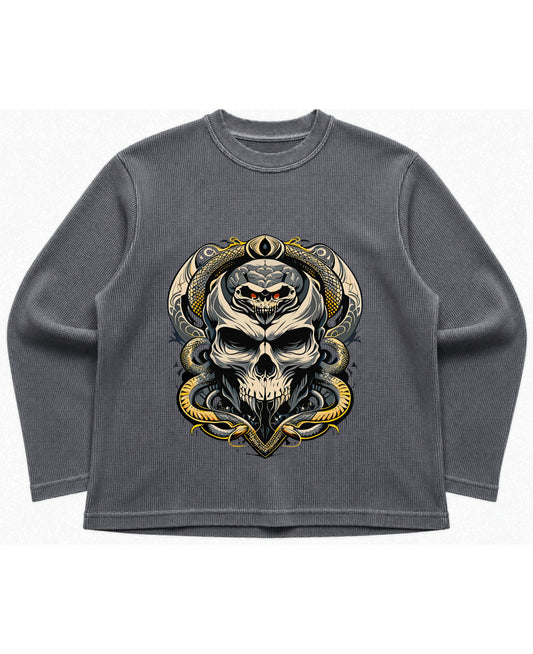 Acidwash waffle knit oversized full-sleeve Front Design