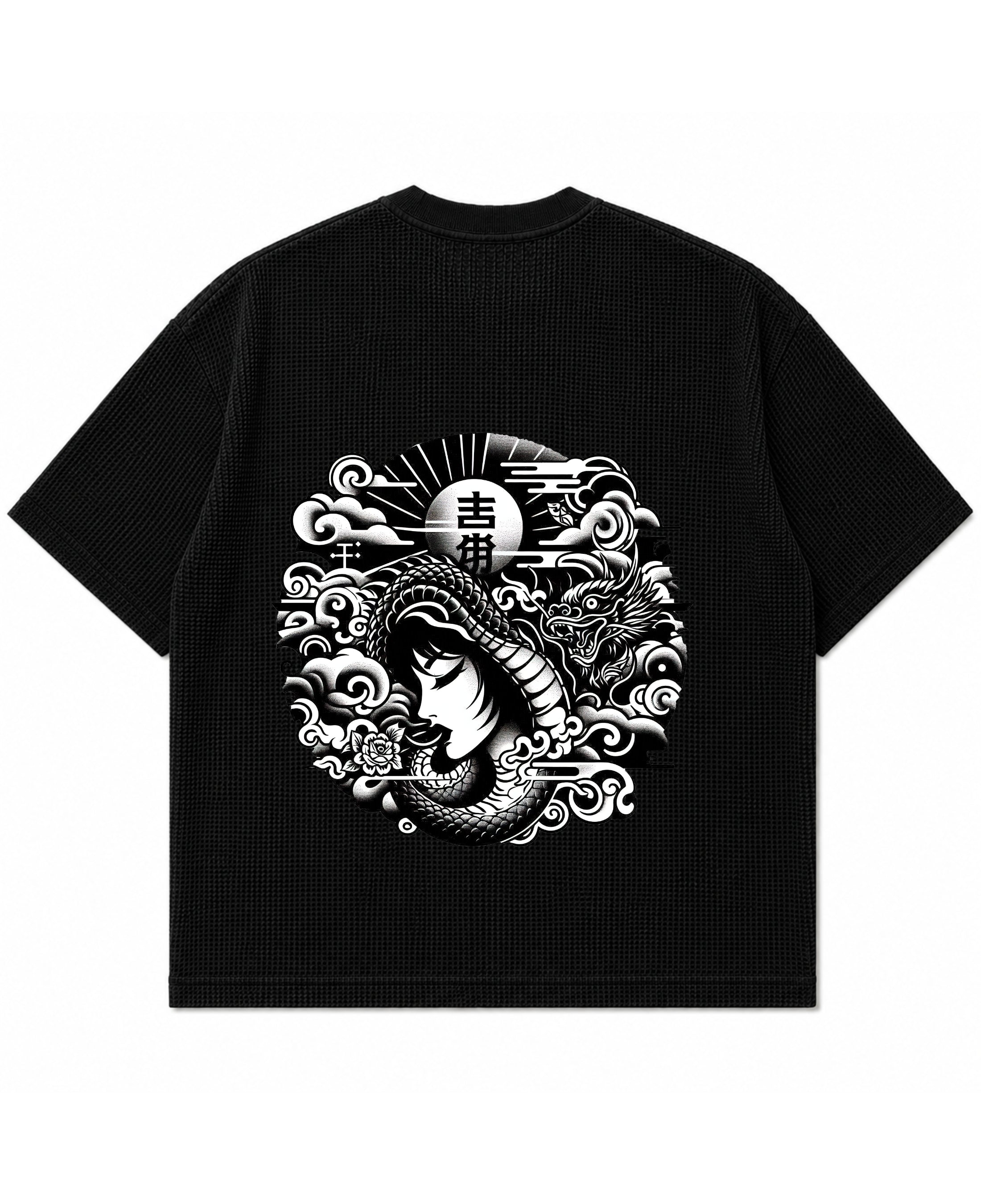 Black waffle boxy fit Back Design