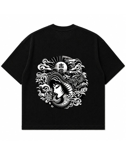 Black waffle boxy fit Back Design
