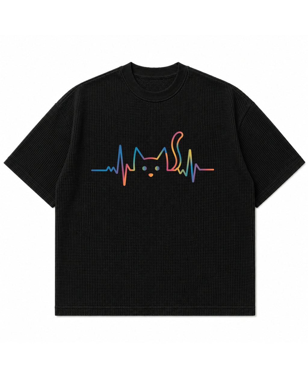 Black waffle boxy fit Front Design