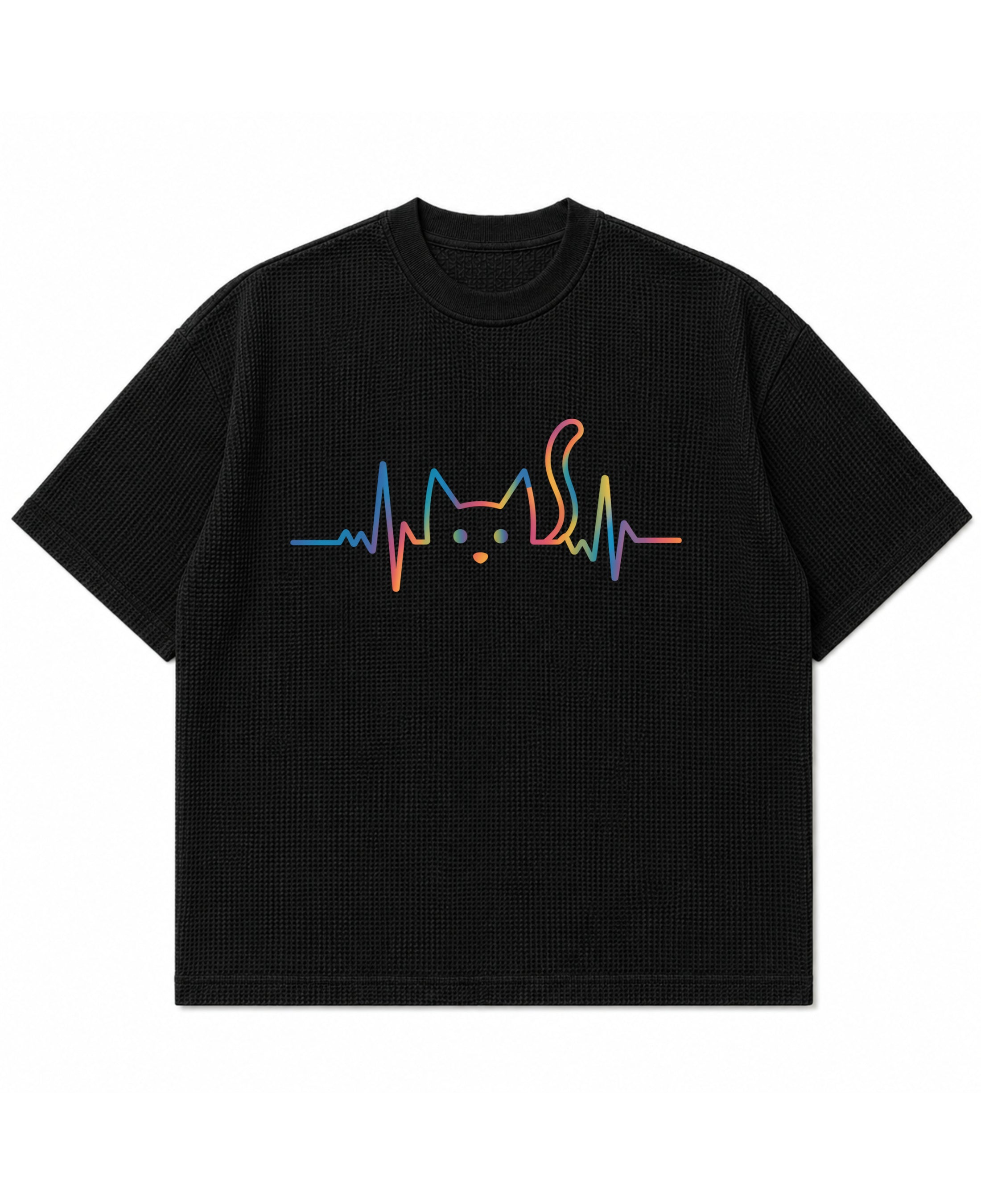 Black waffle boxy fit Front Design