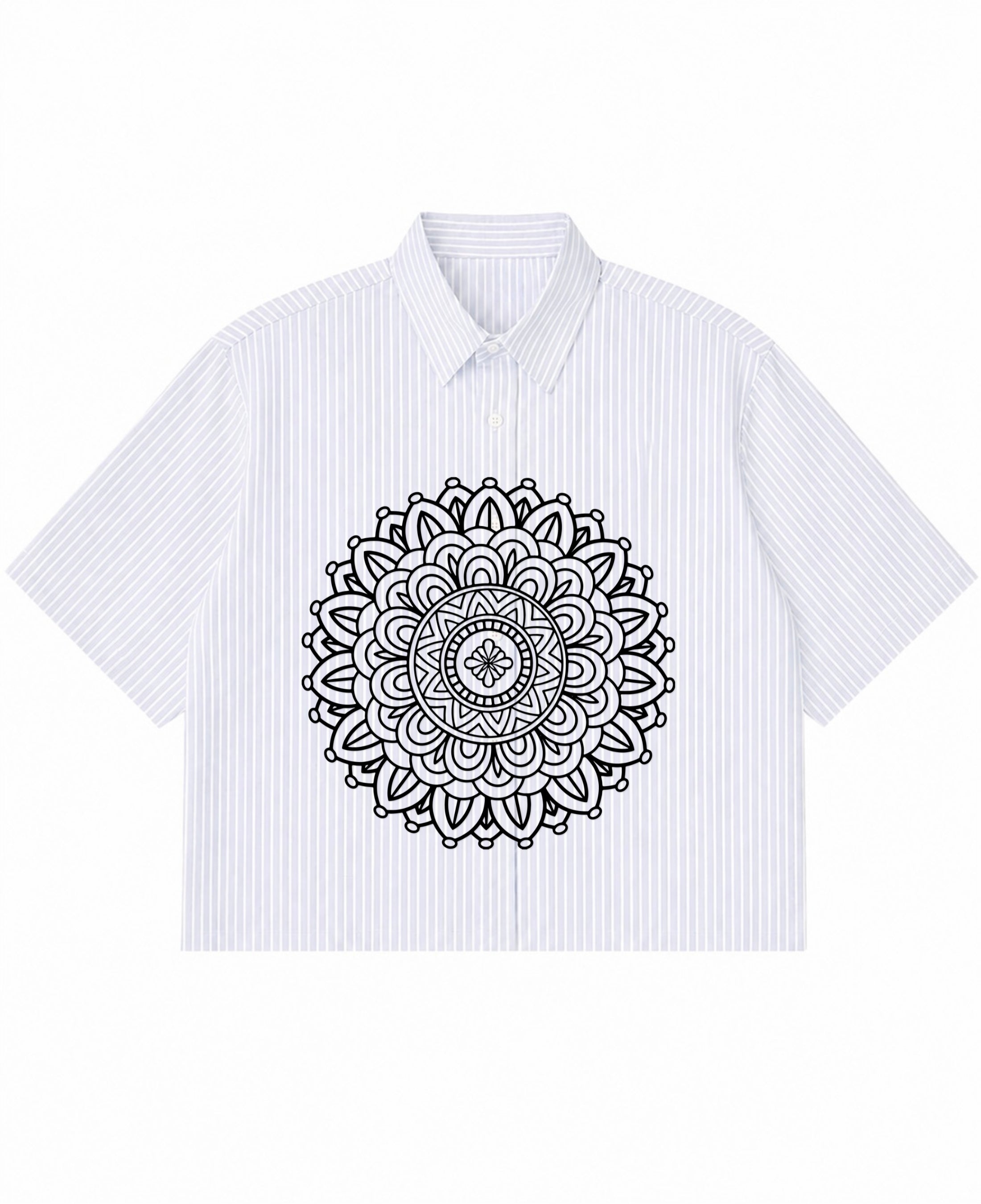 Blue Striped Oxford Boxy Shirt Front Design