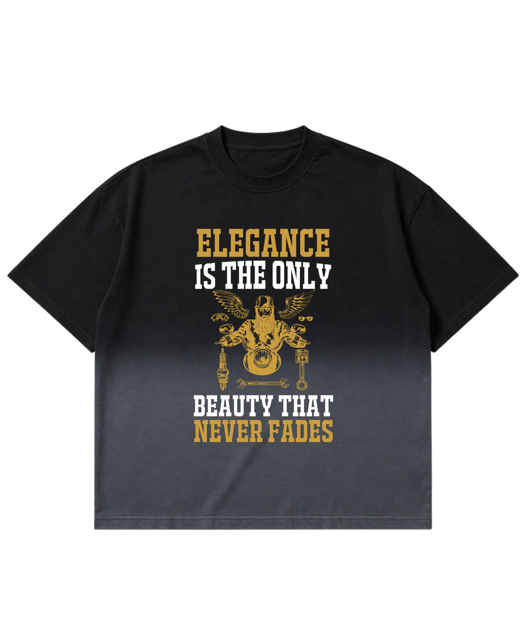 Black Ombré Wash Boxy Fit T-shirt Front Design