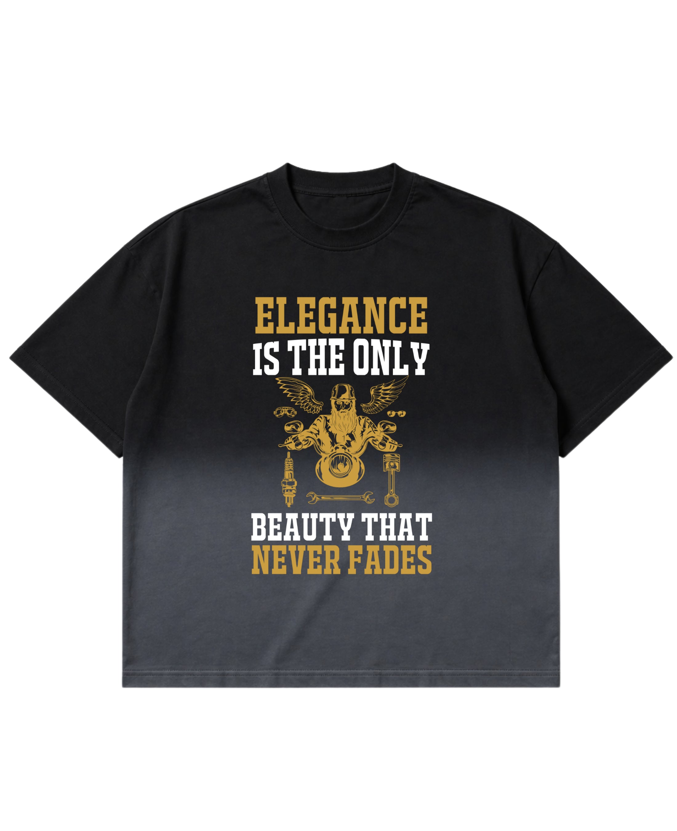 Black Ombré Wash Boxy Fit T-shirt Front Design