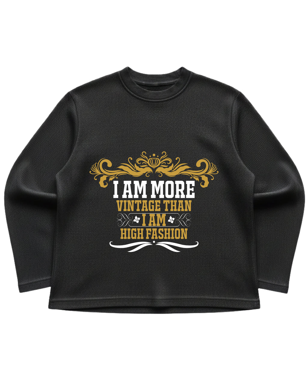 Black waffle knit oversized full-sleeve Front Design