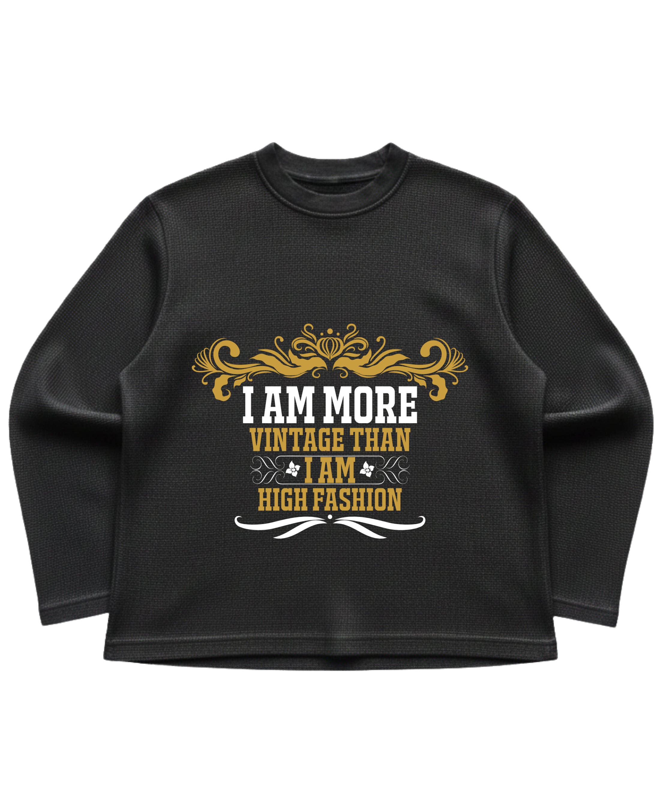 Black waffle knit oversized full-sleeve Front Design