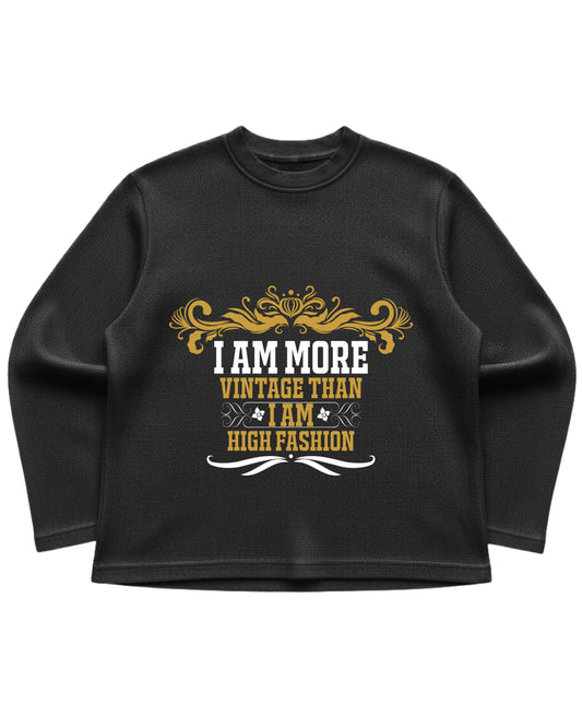Black waffle knit oversized full-sleeve Front Design