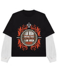 Black With White Sleeve Oversized Tee Front Design