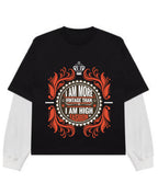 Black With White Sleeve Oversized Tee Front Design