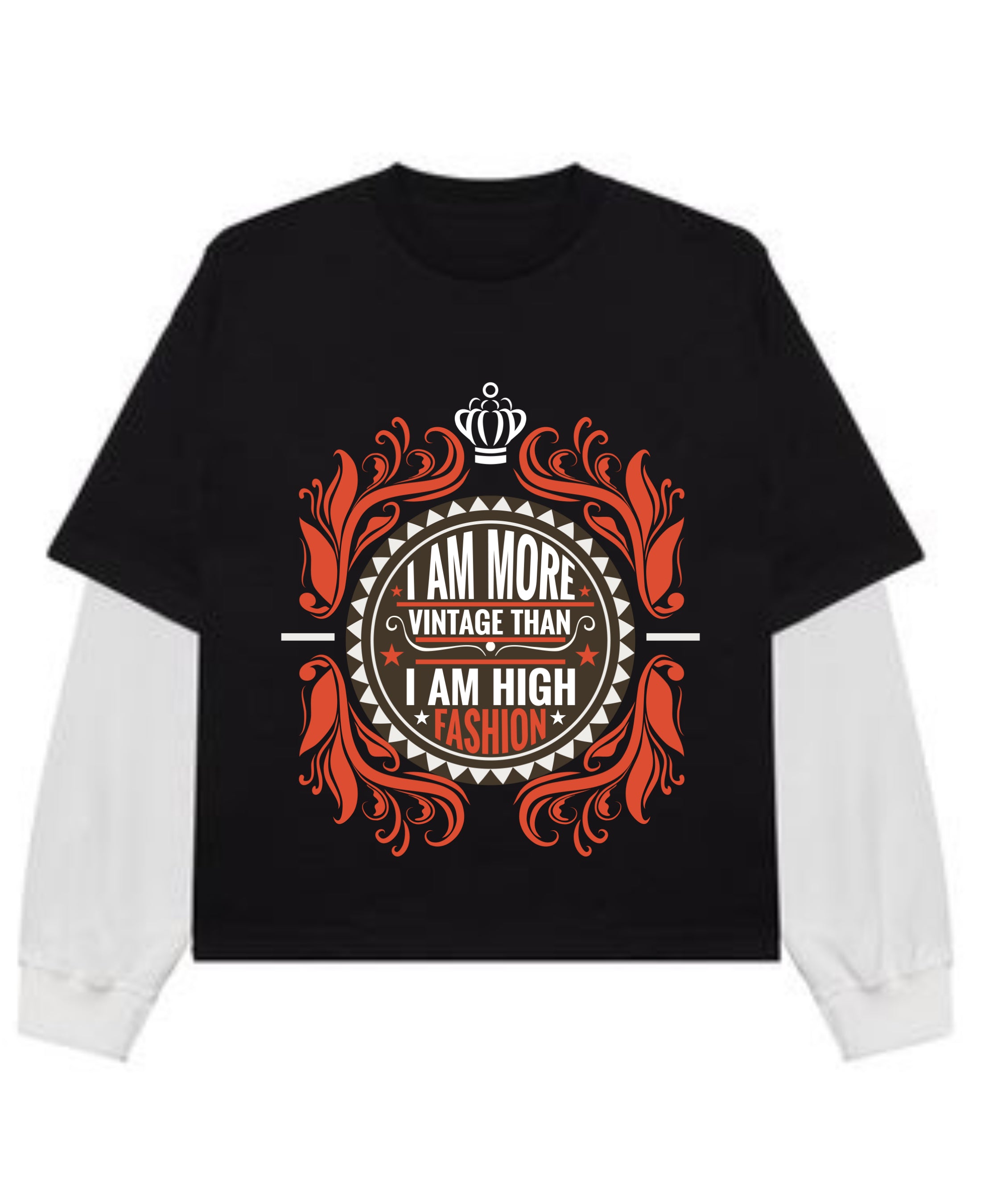 Black With White Sleeve Oversized Tee Front Design