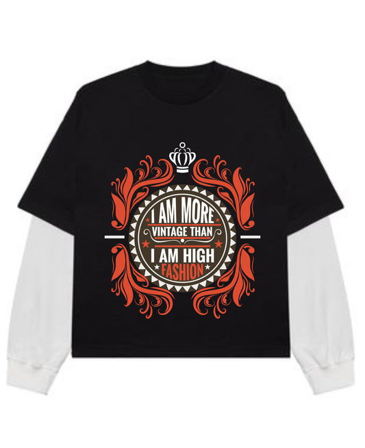 Black With White Sleeve Oversized Tee Front Design