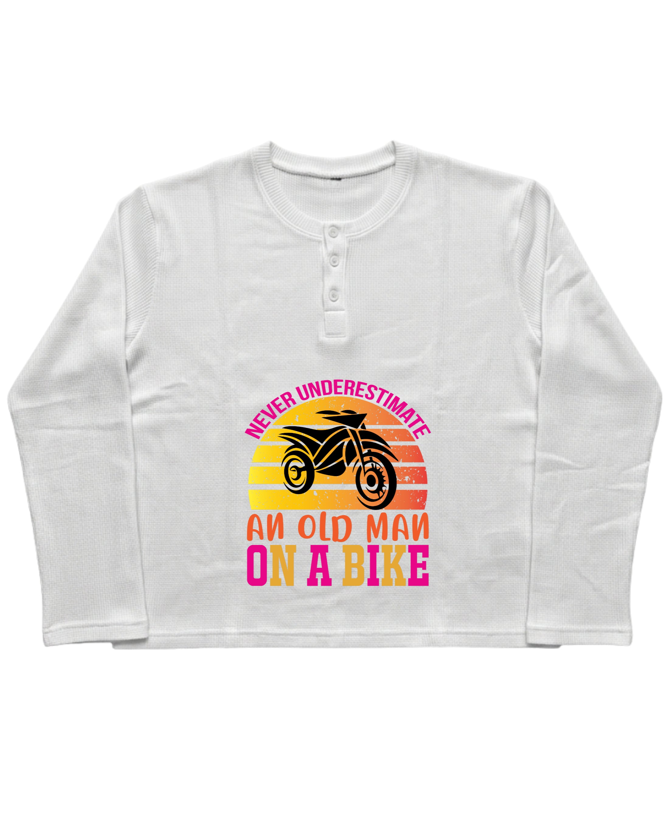 White Henley waffle knit Front Design