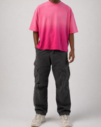 Premium Pink Sunfade Ombré Wash Boxy Fit T-shirt